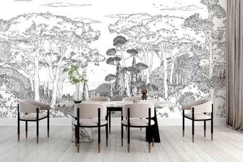 Mural krajobraz Toskanii PaperMint TOSCANE LINE Encre de Chine 922 Origins