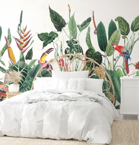 Mural egzotyczne ptaki i tropikalna roślinność PaperMint BORNEO Tropical Green R007 Les Essentiels