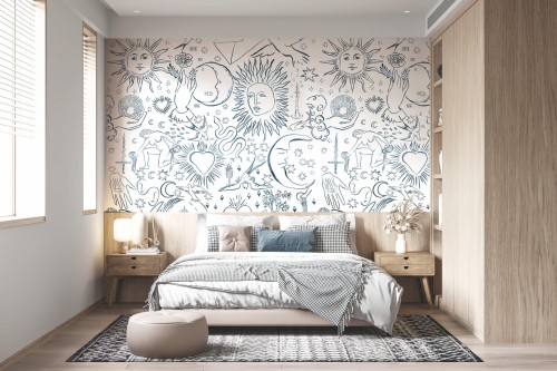 Mural z mistycznymi wzorami PaperMint DIVIN Ligne Bleu Azurite R038 Les Essentiels