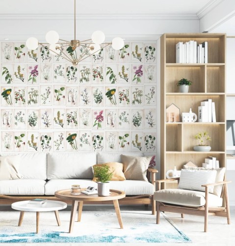 Mural zielnik vintage PaperMint FLEURS SAUVAGES Parchemin R008 Les Essentiels