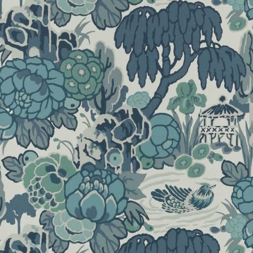 Tapeta chiński ogród 1838 Wallcoverings 2311-169-01 Mandarin Garden Mist V&A Decorative Papers