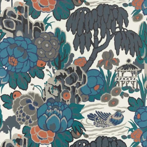 Tapeta chiński ogród 1838 Wallcoverings 2311-169-03 Mandarin Garden Ink V&A Decorative Papers