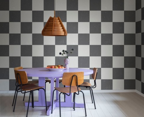Fototapeta geometryczna szachownica Rebel Walls R19415 Chess Black White Maximalism More is More