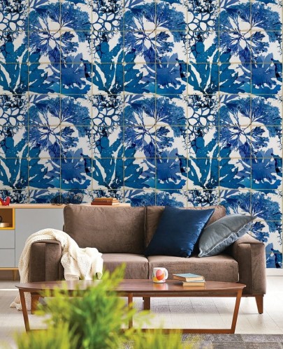 Mural jak płytki koralowce Mind the Gap ALGAE IN BLUE WP20179 Premium Designer Wallpaper Collection