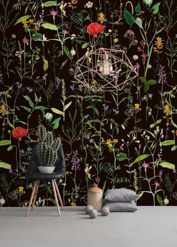 Mural łąka Mind the Gap AQUAFLEUR Anthracite WP20173 Premium Designer Wallpaper Collection