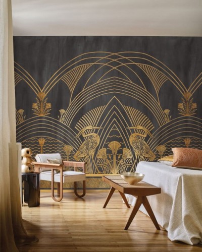 Mural w stylu Art Deco z czaplami Casamance 76193262 Elephantine Bord Du Nil