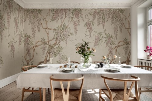 Fototapeta drzewo wisterii Rebel Walls R18664 Wisteria Tree Sand Cottage Core