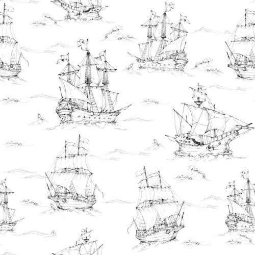 Tapeta okręty na morzu black&white Dekornik DEKO.TAP.141