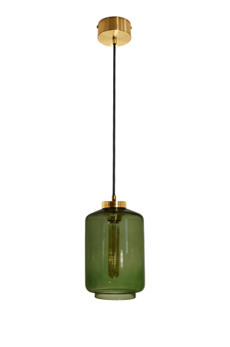 Lampa wisząca pojedyncza Famlight Leyte Bottle Green Brass