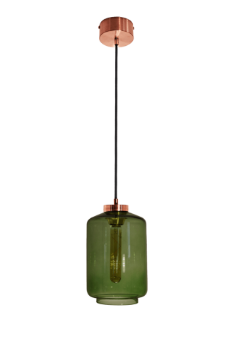 Lampa wisząca pojedyncza Famlight Leyte Bottle Green Copper