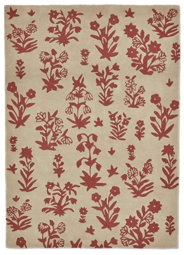Dywan z roślinnym wzorem beżowo-czerwony WOODLAND GLADE LINEN / RUSSET BROWN 146801 Sanderson
