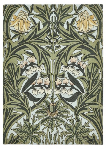 Dywan zielony z roślinnym wzorem MOREW – BLUEBELL LEAFY ARBOUR GREEN 127607 Morris & Co.