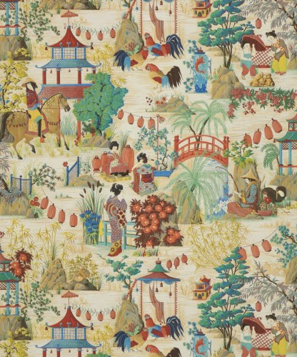 Tapeta japońskie scenki rodzajowe Pierre Frey FP590001 Ogaki Les Dessins 4