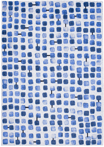 Dywan geometryczny drobne kwadraty Louis De Poortere 9348 COBBLESTONE AMPARO BLUES