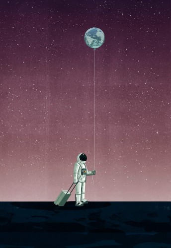 Fototapeta astronauta na księżycu Wall&Deco WDWM2402 Walking with the Moon Contemporary 2024