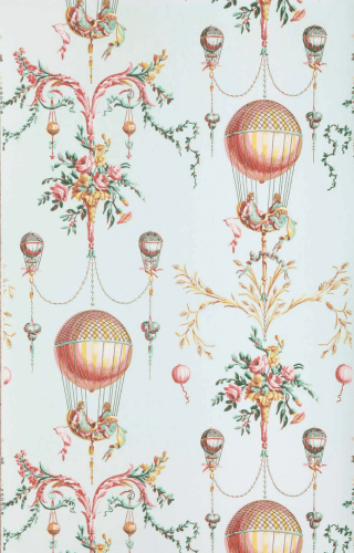 Tapeta balony w stylu toile de jouy Pierre Frey BP300001 Roziere - Fond Uni Collection Anniversaire 1823-2023