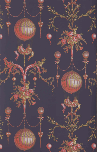 Tapeta balony w stylu toile de jouy Pierre Frey BP300002 Roziere - Fond Uni Collection Anniversaire 1823-2023