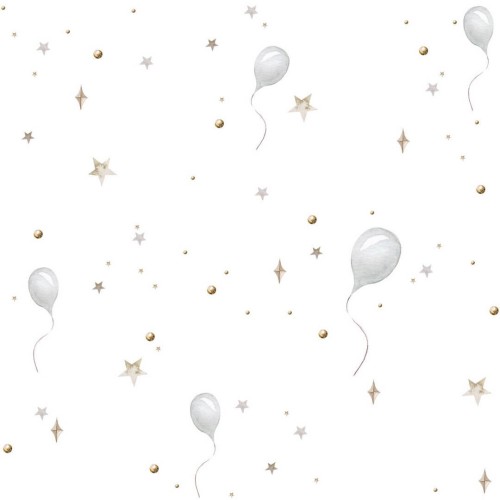 Tapeta balony i gwiazdki Balloons Delicate White / Toys From The Attic Dekornik DEKO.TAP.160