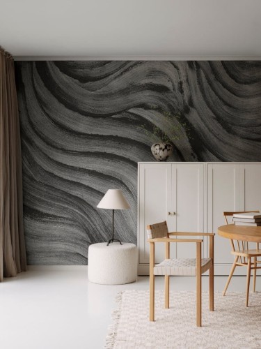 Fototapeta fale Rebel Walls R18738 Smoky Swirl Graphite Natural Aesthetics