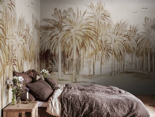 Fototapeta palmy Rebel Walls R18808 Ocean Palms Beige Scenic Landscapes