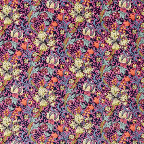 Tkanina welurowa z roślinnym wzorem Morris & Co. 520003 Golden Lily Bedford Park Fabric