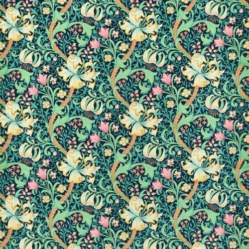 Tkanina welurowa z roślinnym wzorem Morris & Co. 520004 Golden Lily Bedford Park Fabric