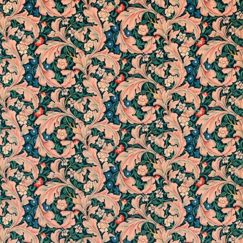 Tkanina welurowa w kwiaty i liście akantu Morris & Co. 227211 Leicester Bedford Park Fabric