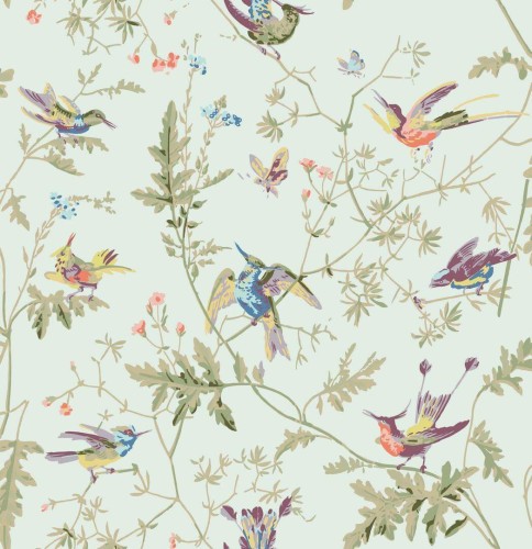 Tkanina bawełniana z botanicznym wzorem Cole & Son Hummingbirds Cotton F62/1004 Selection of Hummingbirds Fabric
