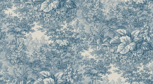 Tapeta las w stylu Toile de jouy Sandberg S10402 Forest Toile Blue Tidlösa