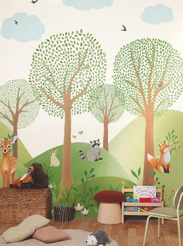 Mural roślinny krajobraz Caselio MNM 105803202 L Le Monde De La Foret Les Minis Mondes