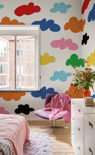 Fototapeta chmury Rebel Walls R20035 Cloudy Rainbow Happy Socks