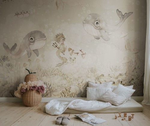 Fototapeta zaczarowany podwodny świat Rebel Walls R20407 Water Song Off White Mrs Mighetto