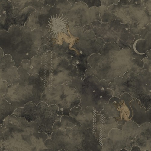 Tapeta chmury, gwiazdy i małpy Les Dominotiers AFDC204/4 Stars and Monkeys Magic Garden