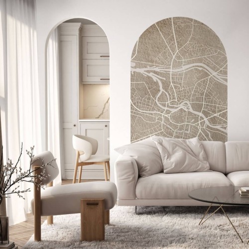 Mural łuk plan miasta Wrocław Wall Art Breslau Beige Łuk