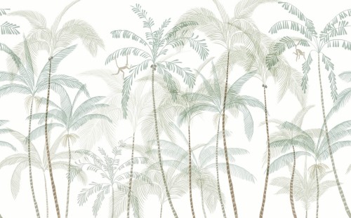Fototapeta palmy i małpy Sandberg S10552 Louie Light Green Palm Garden