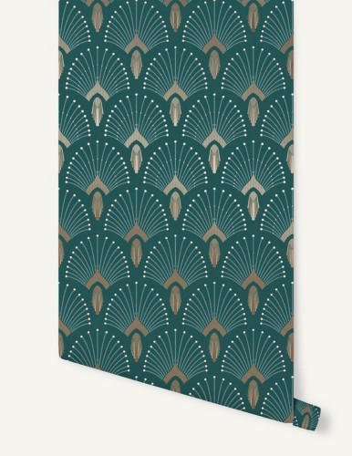 Tapeta art-deco Papermint 1925 Vert Fonce Dore 562 Classics