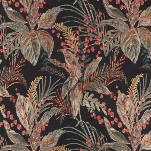 Tkanina haftowana z tropikalnymi roślinami Romo 8043/03 Sayula Ottavia Fabrics
