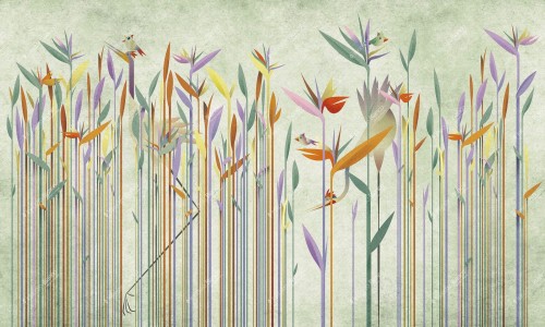 Fototapeta kwiaty i ptaki Inkiostro Bianco HABITAT INKDHNG1902 Natural Beauty
