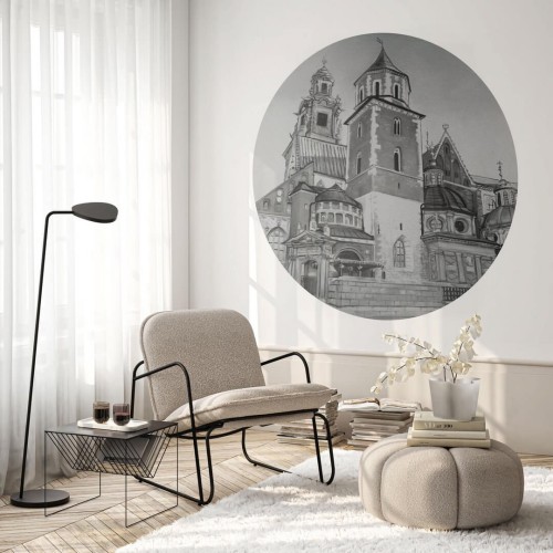 Mural okrągły architektura Wawelu Wall Art Wawel Koło