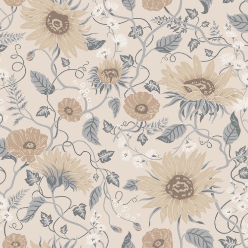 Tapeta kwiatowe pnącza Sandberg S10556 Solveig Misty Blue Ett Hem, Öland
