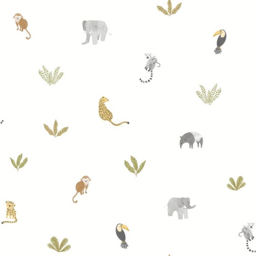 Tapeta zwierzęta dżungli Casadeco OUTD 200777474 Companions Of The Jungle Once Upon A Time 2
