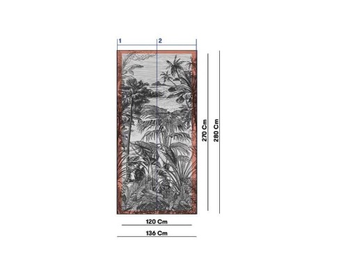 ! OKAZJA 24H ! Tapeta 136 x 280 cm egzotyczna dżungla Inkiostro Bianco Jubatus INKLMQW1902 Inediti Cruise Collection