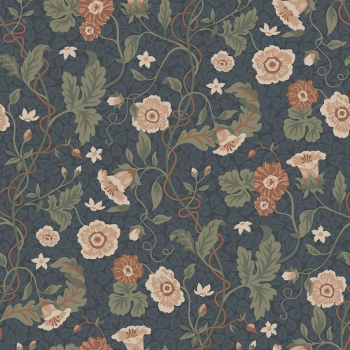 Tapeta roślinne pnącza Sandberg S10500 Ulla Midnight Blue Snickarglädjen & Lovisaslind