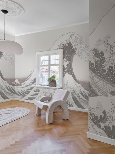 Fototapeta fala Rebel Walls R20532 Under the Wave off Kanagawa White First Rebels