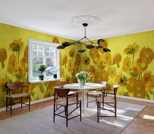 Fototapeta słoneczniki Rebel Walls R20560 Sunflowers Repeatable Yellow First Rebels