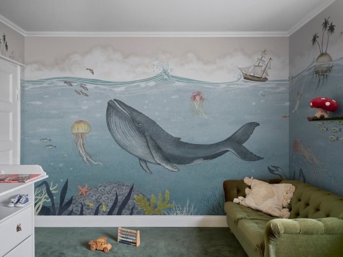Fototapeta morskie stworzenia Rebel Walls R20614 Under the Sea Blue Family Fun