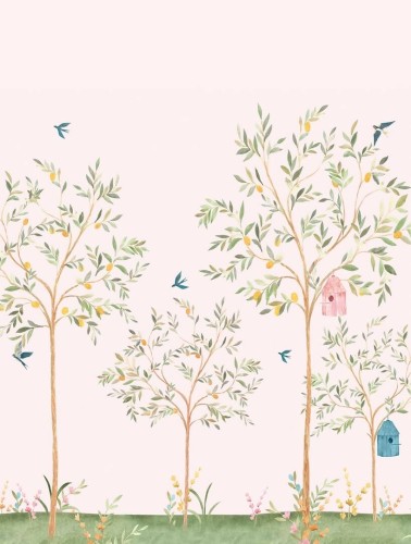 Mural owocowe drzewa i ptaki Decoprint CW6121-1 Sky Garden Cute Walls