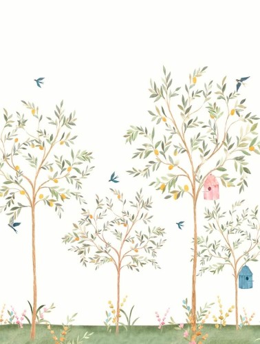 Mural owocowe drzewa i ptaki Decoprint CW6121-2 Sky Garden Cute Walls
