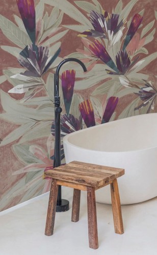 Fototapeta pod prysznic artystyczne kwiaty i liście Wall&Deco WET_CF2401 Che Fai Laggiù Bambina WET SYSTEM 2024-2