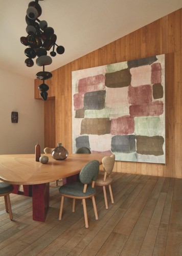 Mural abstrakcyjny na splocie z rafii Elitis VP 964 01 Palette Atelier D'artiste II